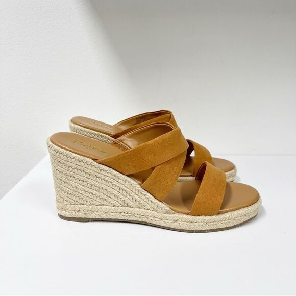 J Crew Espadrille Wide Strap Mule Wedges 9 Pale Clay - Picture 1 of 6